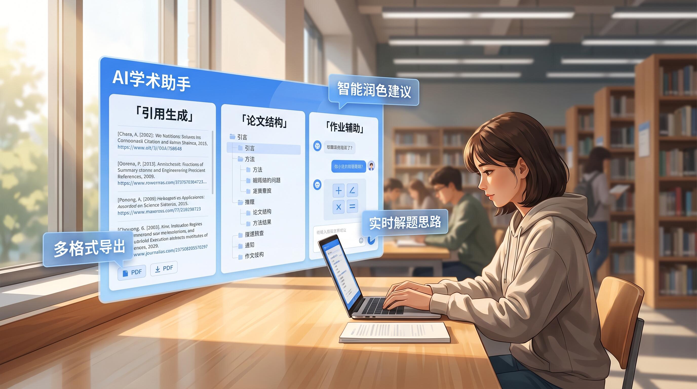 Student using AI academic writing tools for assignment help and citation generation