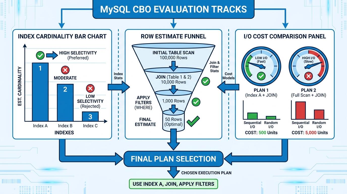 MySQL Optimizer Index Selection Cost Model Diagram
