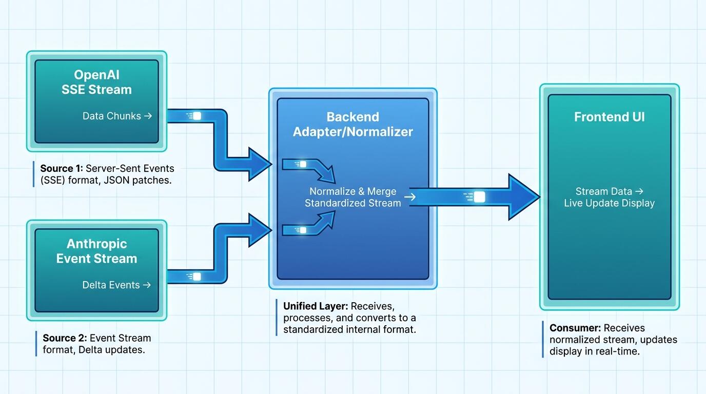 Streaming response architecture between backend and frontend