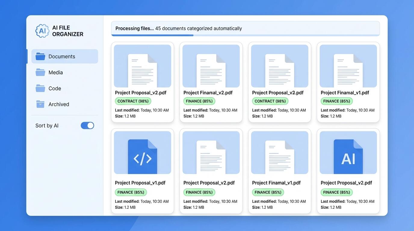 AI file classification dashboard interface
